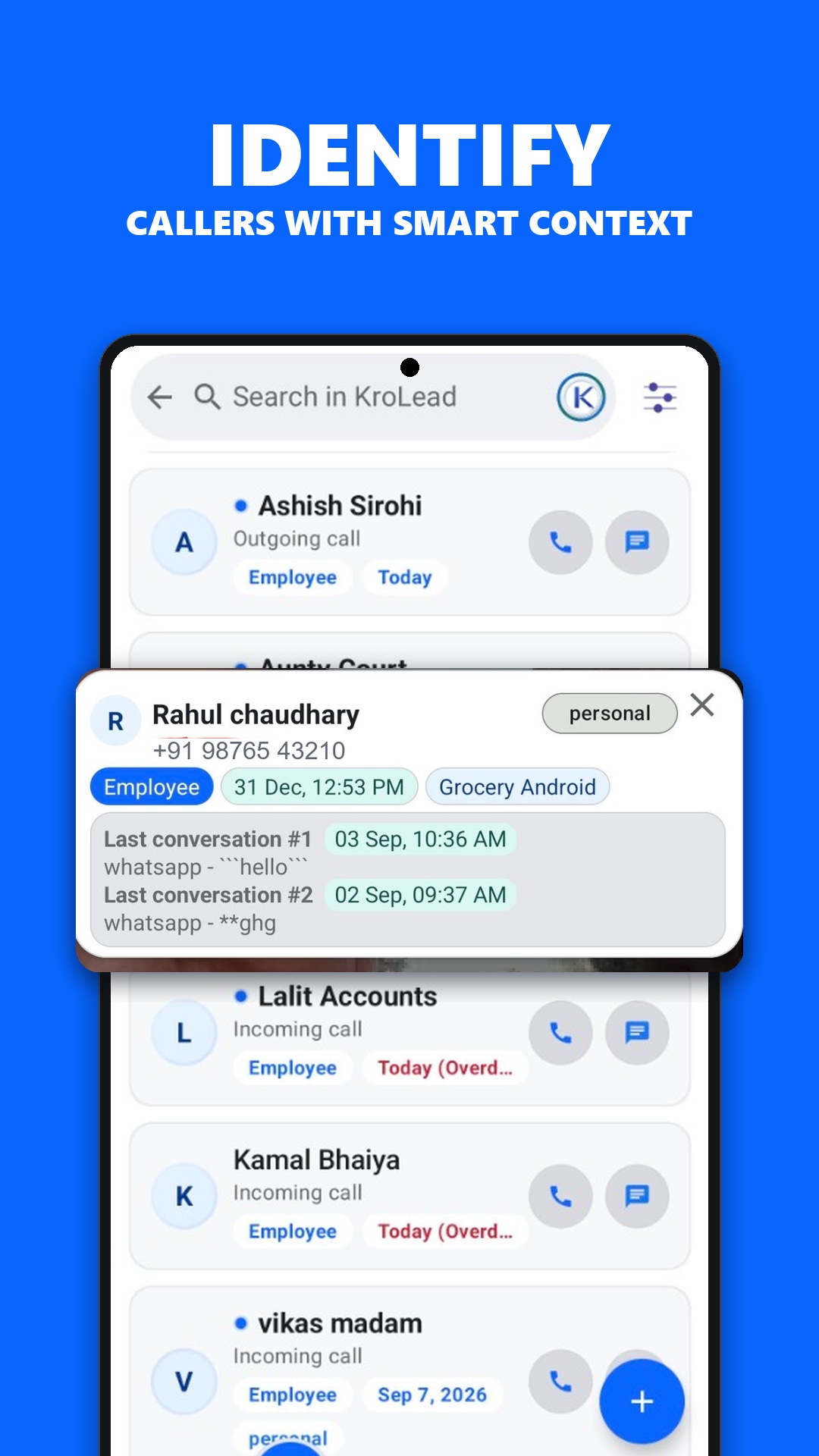 KroLead - Smart Caller ID & Notes